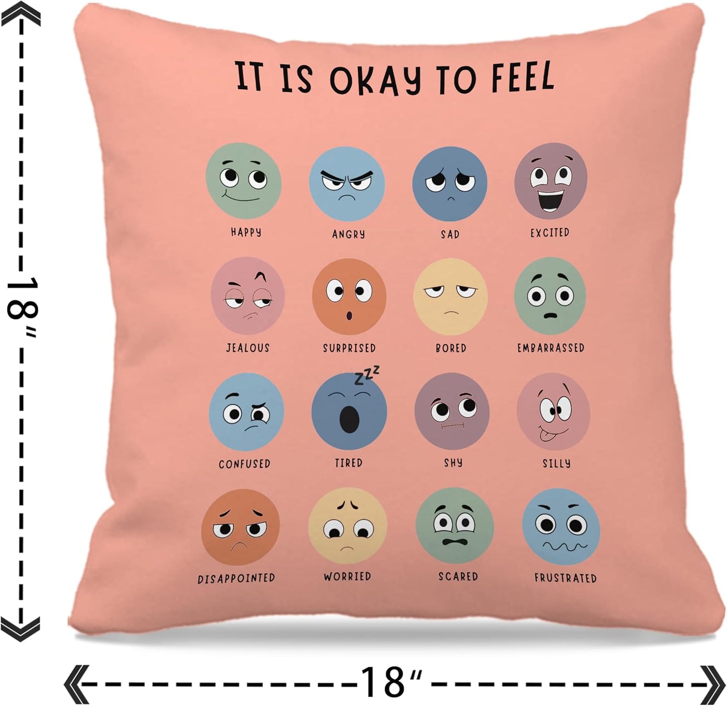 Calming Corner, Mental Health Pillowcase Pink-Orange Pillow Cover, Counseling Office Must Haves Decor for Home Mental Health Counselor Gifts, Calming Corner Pillow Covers 18X18