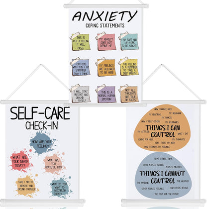 3 Pcs Mental Health Posters Things I Can Control Therapy Office Decor Calming Corner Posters Psychology Positive Feelings Emotions Hangings for Behavior Counseling Mental Health Gifts