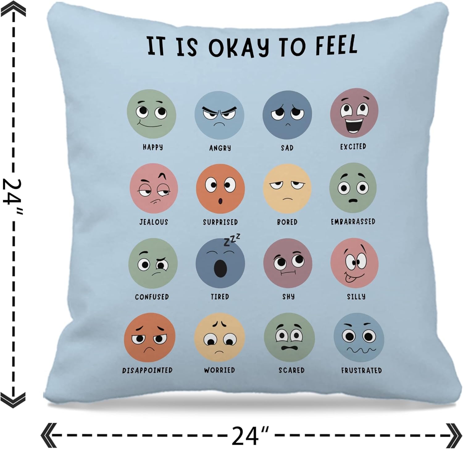 Counseling Office Must Haves Blue Pillow Cover, Calming Corner, Mental Health Pillowcase Decor for Home Kids,Mental Health Counselor Gifts, Calming Corner Pillow Covers 24X24