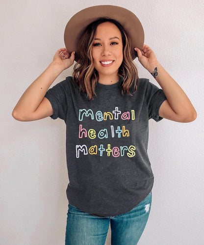 Women'S Mental Health Awareness Shirt Mental Health Matters Graphic Short Sleeve Tee Tops