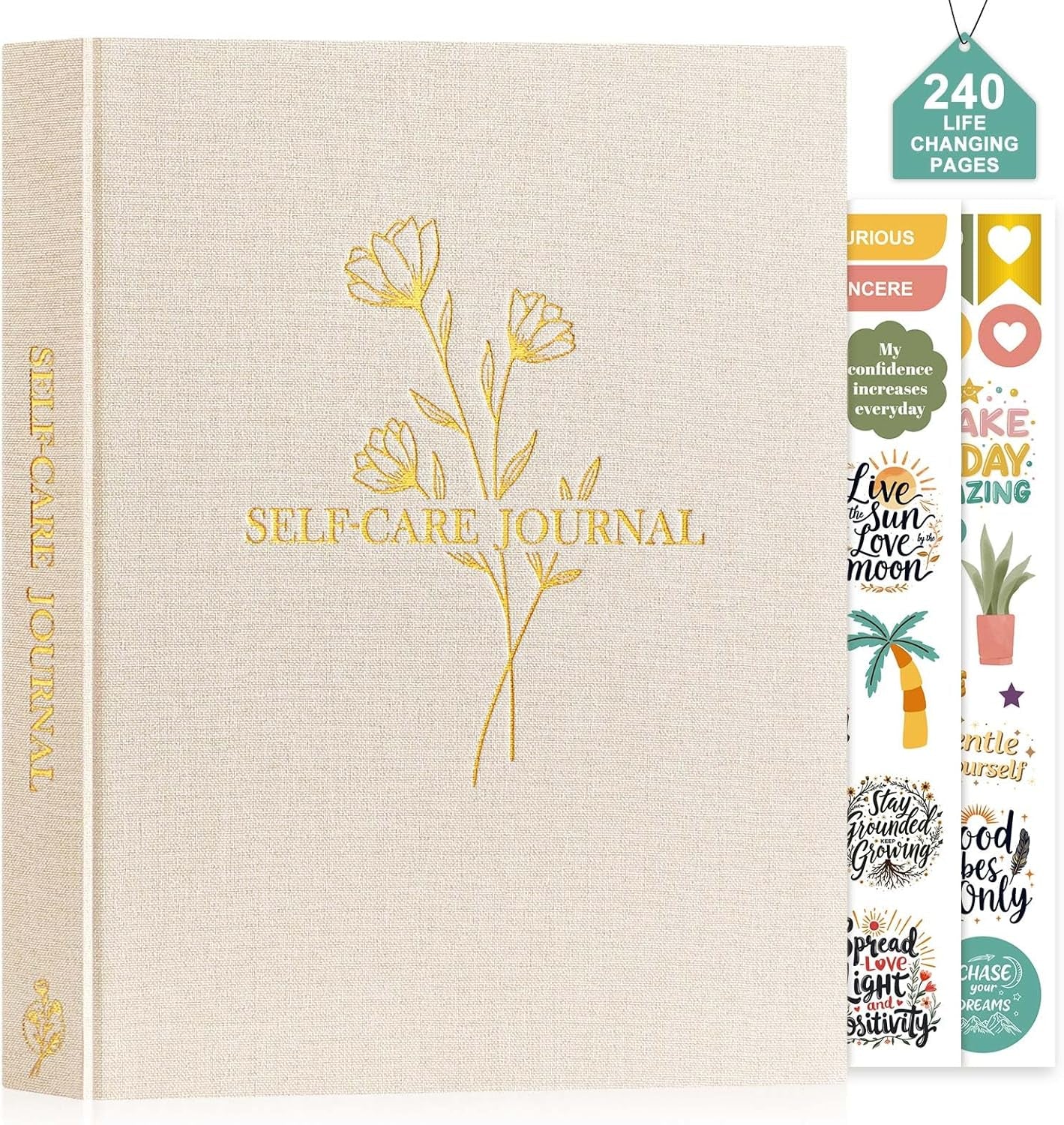 Self-Care Journal for Women: Guided Prompts for Self-Love, Daily Reflection, Wellness, and Gratitude - 5-Minute Mental Health Notebook with Mindfulness Mood Log, 240 Pages, Beige