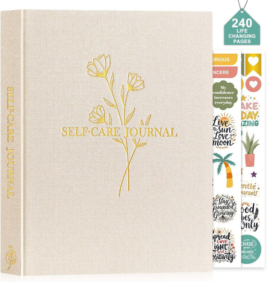 Self-Care Journal for Women: Guided Prompts for Self-Love, Daily Reflection, Wellness, and Gratitude - 5-Minute Mental Health Notebook with Mindfulness Mood Log, 240 Pages, Beige