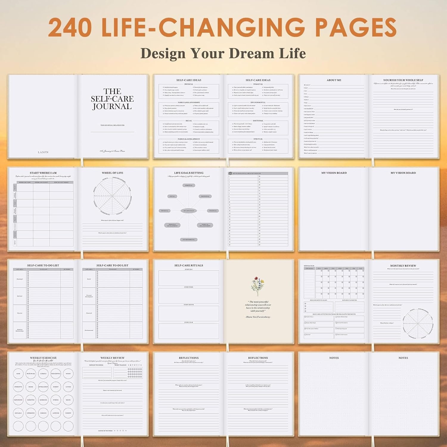 Self-Care Journal for Women: Guided Prompts for Self-Love, Daily Reflection, Wellness, and Gratitude - 5-Minute Mental Health Notebook with Mindfulness Mood Log, 240 Pages, Beige