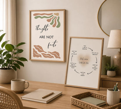 Set of 6 Mental Health Motivational Posters - Boho-Inspired Psychology Wall Art for Classroom, Office, and Home Décor - Inspirational Positive Quotes Canvas Prints (8x10 Inches, Unframed)