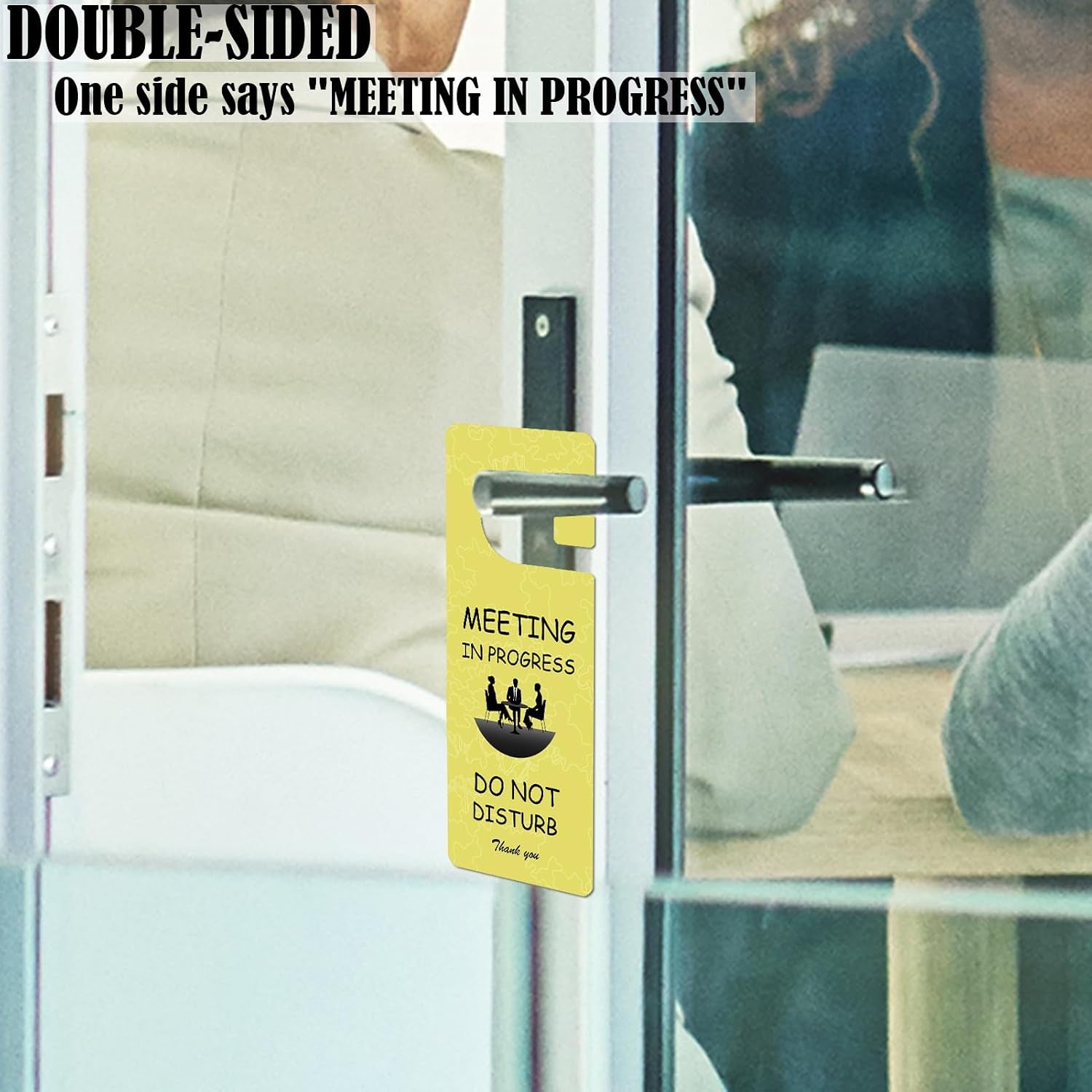 Meeting in Progress Office Sign, 2Pack Do Not Disturb/Please Knock Come in Sign, Double Sided - Ideal for Office, Home, Clinic, Hotel, Dorm, Online Class, School, Counselling