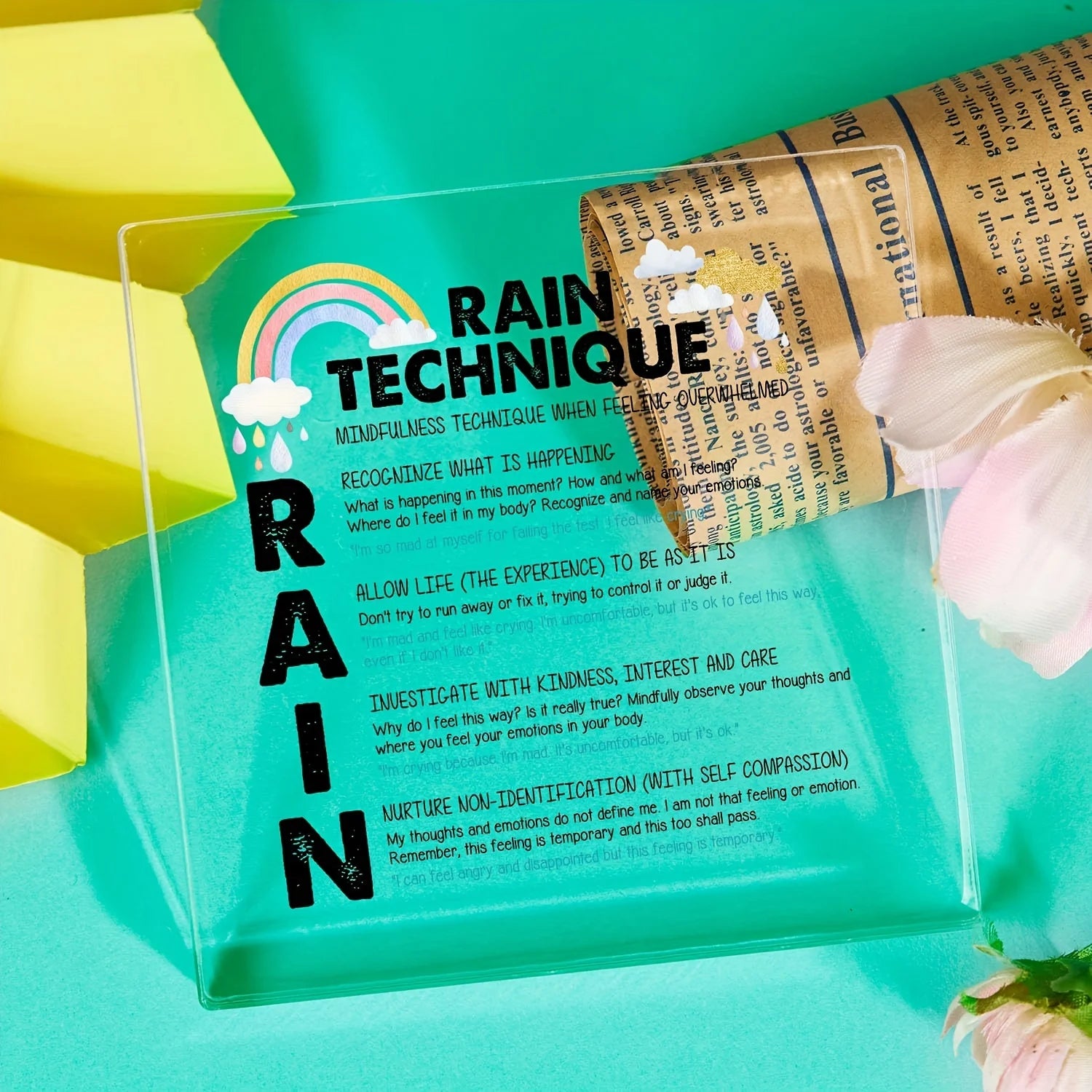 Rain Technique Teaching Sign - Gift for Teacher Therapist Parents Counselor - Decorations for Therapist Office