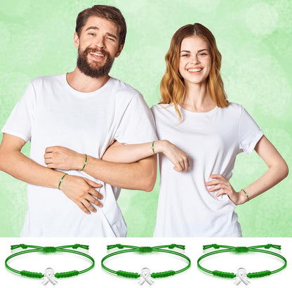 Mental Health Awareness Month Bracelets Gifts Adjustable Green Ribbon Bracelets for Men Women