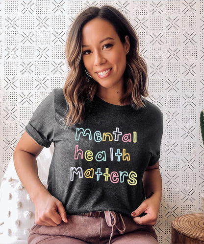 Women'S Mental Health Awareness Shirt Mental Health Matters Graphic Short Sleeve Tee Tops