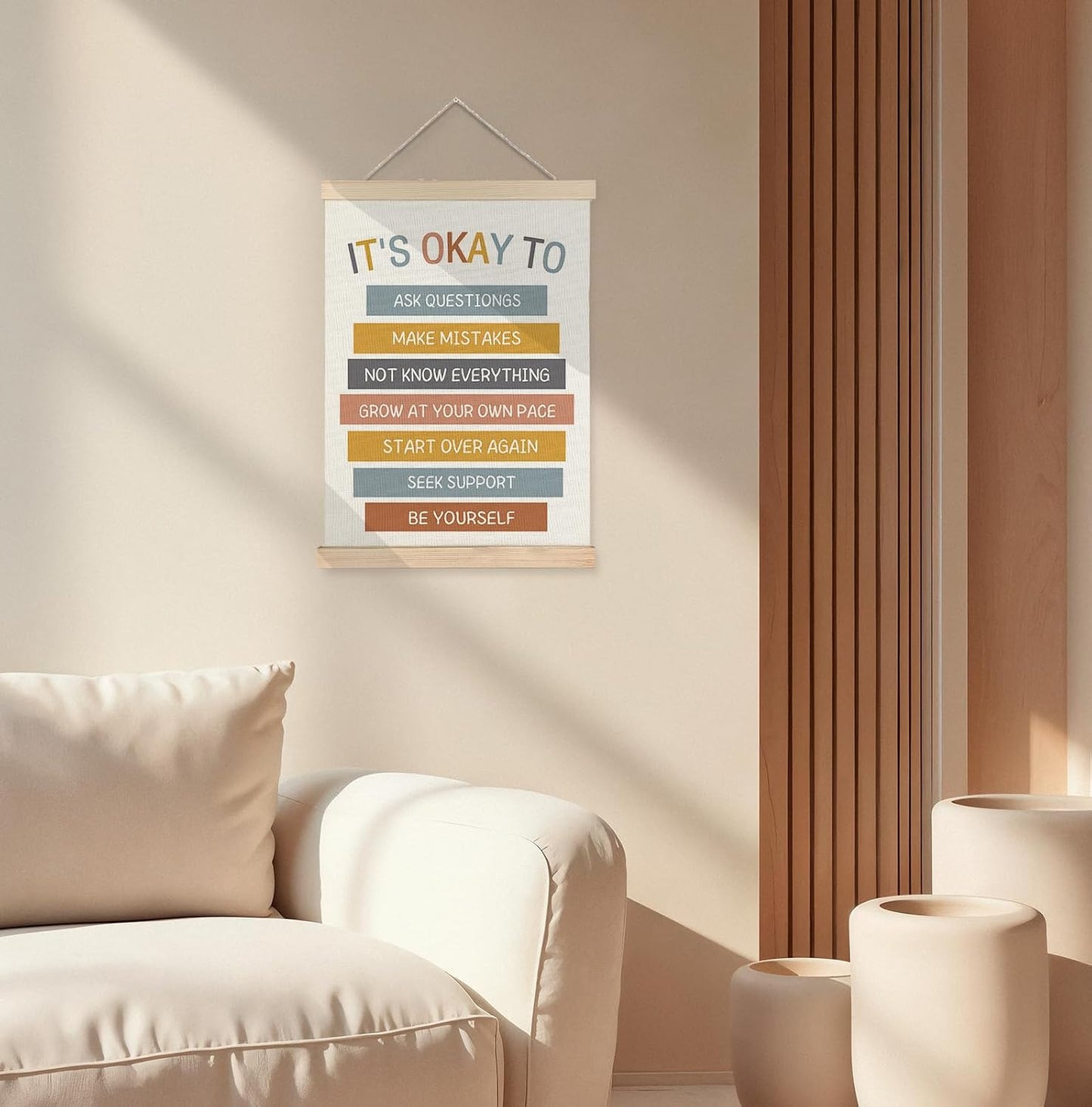 Mental Health It'S OK to Wall Art Poster Framed, Mental Health Awareness Canvas Wall Art Prints for School Counselor Therapist Office Decor, 12X16 Inches