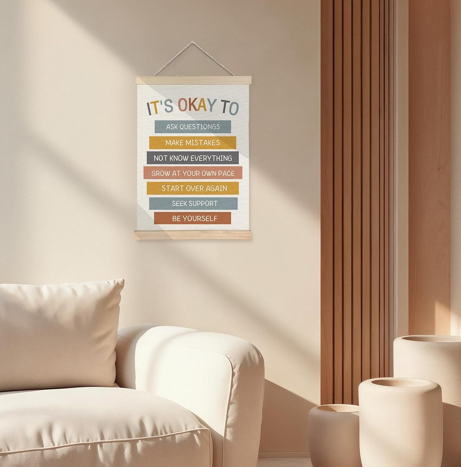 Mental Health It'S OK to Wall Art Poster Framed, Mental Health Awareness Canvas Wall Art Prints for School Counselor Therapist Office Decor, 12X16 Inches