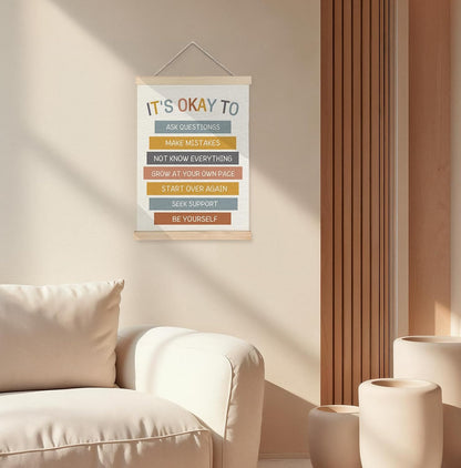 Mental Health It'S OK to Wall Art Poster Framed, Mental Health Awareness Canvas Wall Art Prints for School Counselor Therapist Office Decor, 12X16 Inches