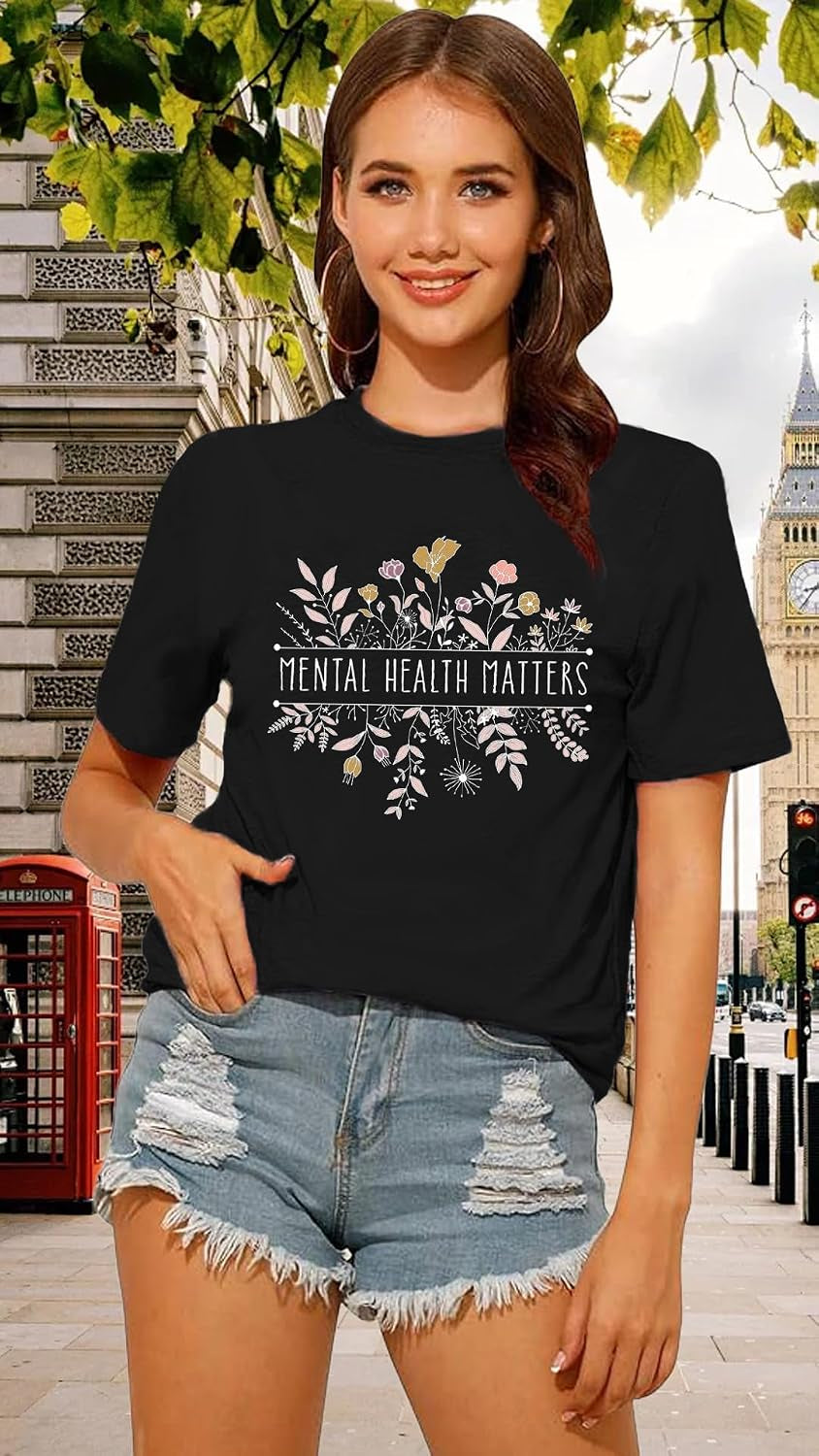 Mental Health Matters Shirt for Women Be Kind Tshirts Therapist Tee Top