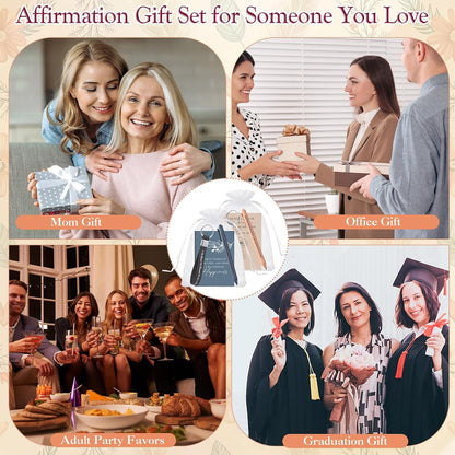 24-Piece Positive Affirmation Gift Set: Gratitude Notebooks, Pens, Keychains, and Small Bags - Motivational Party Favors for Adult Women, Coworkers, and Employee Groups (Floral Design)