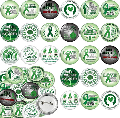 150 Pieces Mental Health Awareness Mini Buttons Novelty Mental Health Gifts Mental Health Pins Bulk for Children Teens Adults Jewelry Mental Health Awareness Items Party Favors, 15 Styles