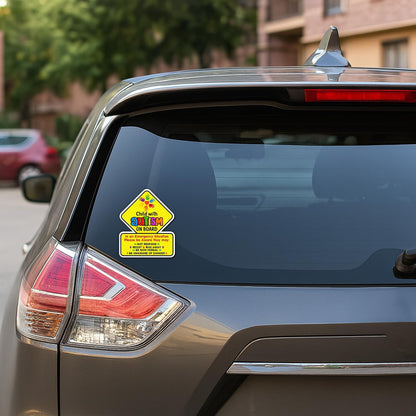 (4 Pcs) Autism Awareness Stickers - Autism Stickers for Car, Bumper, Truck, Tumbler, Laptop - Autism Decals for Car - 4 Inch Autistic Child on Board Stickers