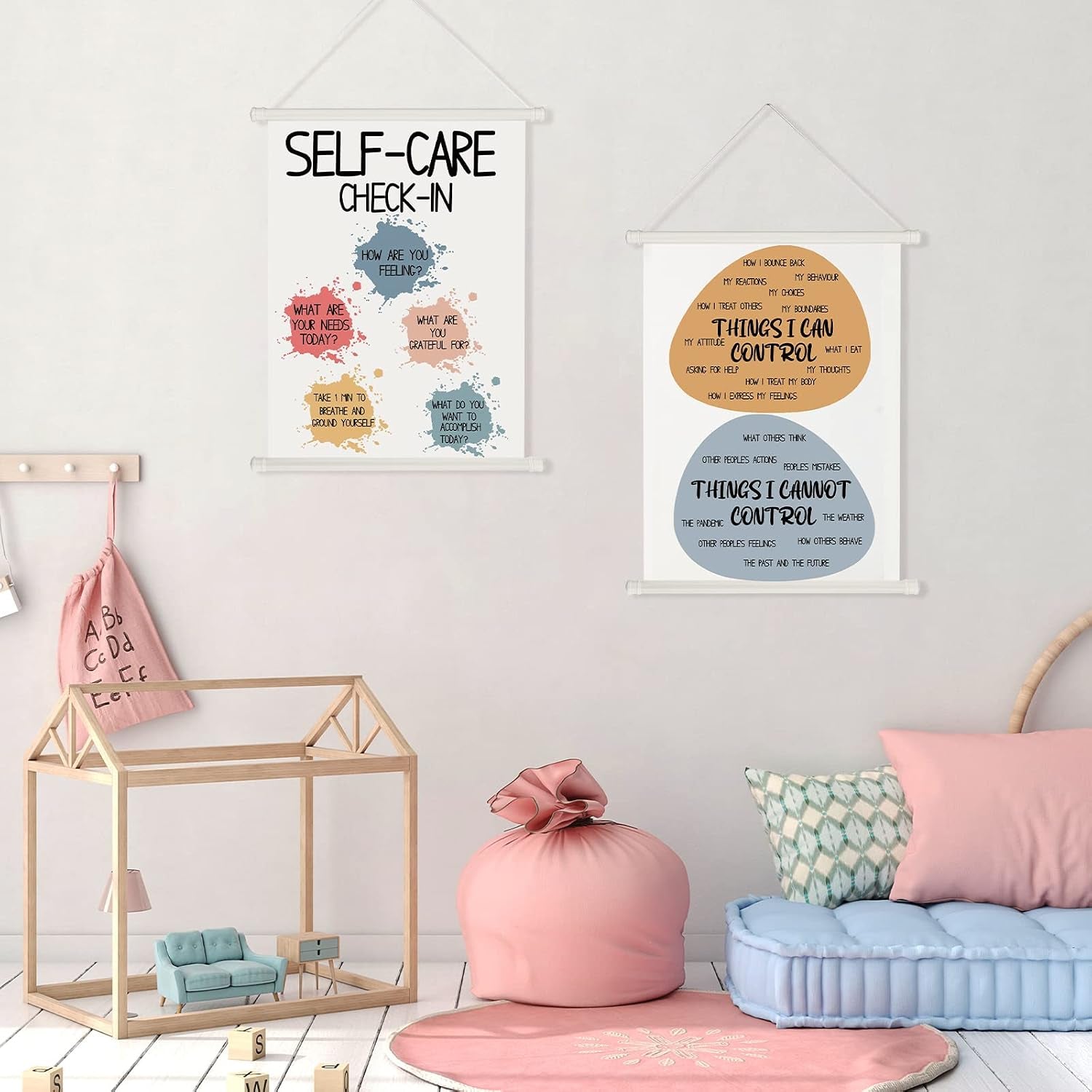 3 Pcs Mental Health Posters Things I Can Control Therapy Office Decor Calming Corner Posters Psychology Positive Feelings Emotions Hangings for Behavior Counseling Mental Health Gifts