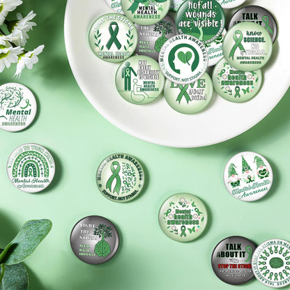150 Pieces Mental Health Awareness Mini Buttons Novelty Mental Health Gifts Mental Health Pins Bulk for Children Teens Adults Jewelry Mental Health Awareness Items Party Favors, 15 Styles