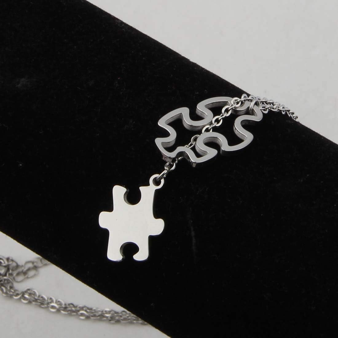 Autism Awareness Puzzle Lariat Necklace Motivational Autism Gift (Silver Y Necklace)