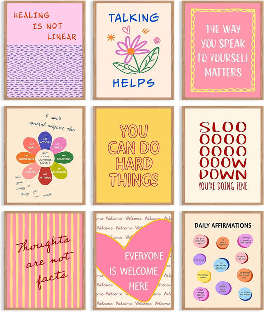 Mental Health Inspirational Canvas Art - Psychology Poster for Therapy Office and Classroom Decor, Unframed 8x10 Inches