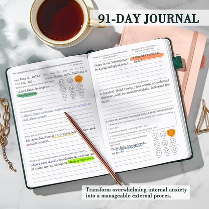 Guided Anxiety Journal: Cognitive Behavioral Therapy Journal with Prompts for Self-Care and Stress Relief - A5 Dark Green Edition for Mental Wellness Gifts for Men and Women