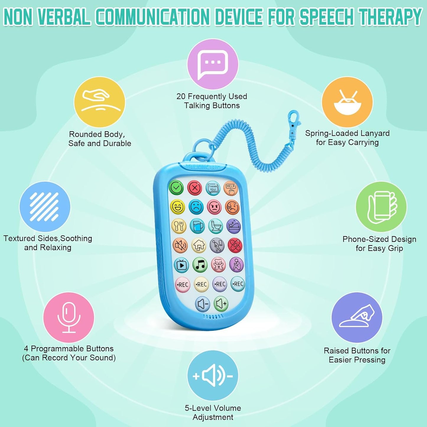 AAC Device for Autism,Portable Non Verbal Communication Tools for Speech Therapy & Stroke Rehab,Autism Talking Aids with Programmable for Home & School,Autism Sensory Toys for Kids & Adults