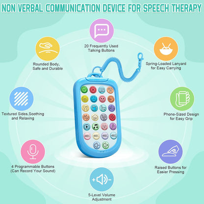 AAC Device for Autism,Portable Non Verbal Communication Tools for Speech Therapy & Stroke Rehab,Autism Talking Aids with Programmable for Home & School,Autism Sensory Toys for Kids & Adults