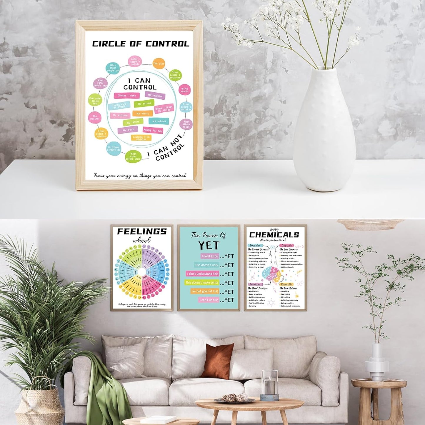 12Pcs Mental Health Posters, 10"X14" Therapy Office Decor, Counseling Offices Must Haves School Classroom Office Wall Art Decor Mental Health Awareness Posters Inspirational Positive Poster