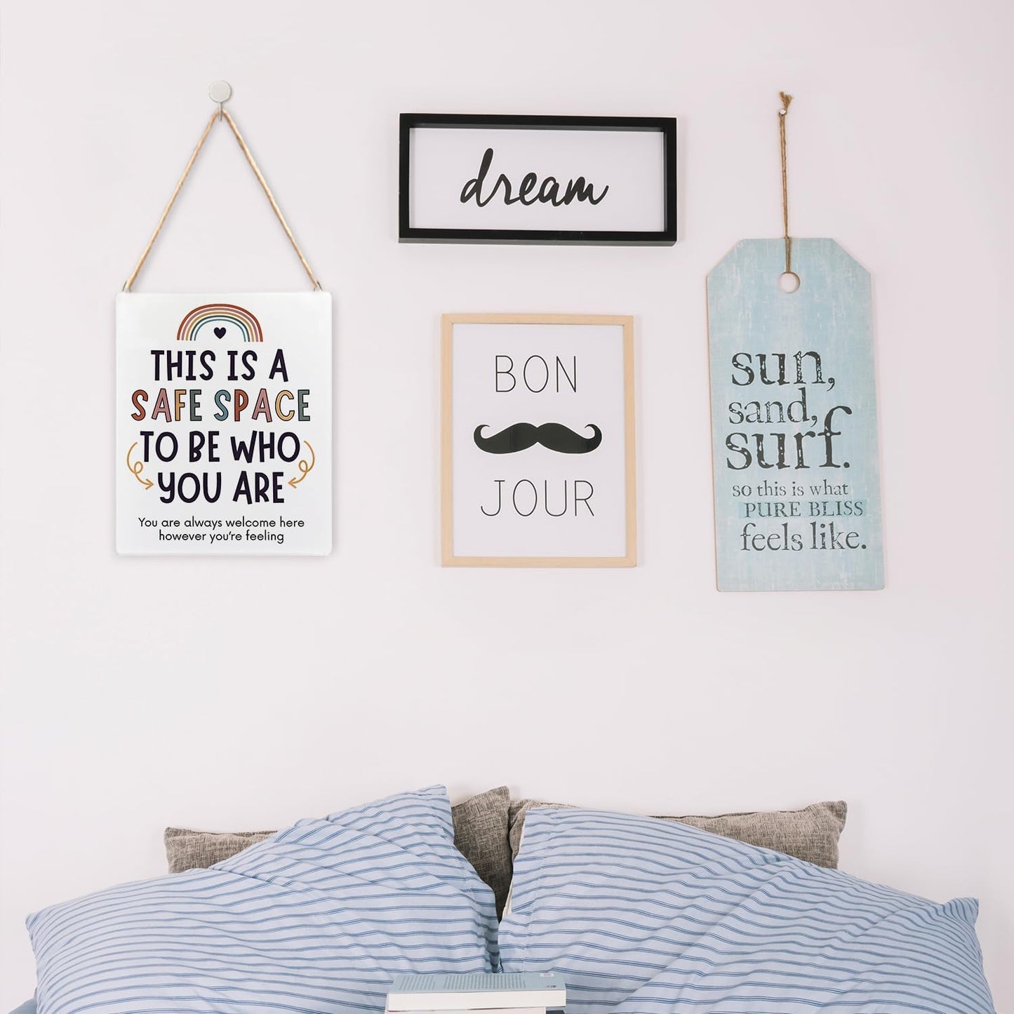 Mental Health Office Decor, Calming Corner Boho Rainbow Safe Space Decor, Mental Health Office Wall Art, This Is a Safe Space to Be Who You Are Wooden Sign, 8X10 Inches