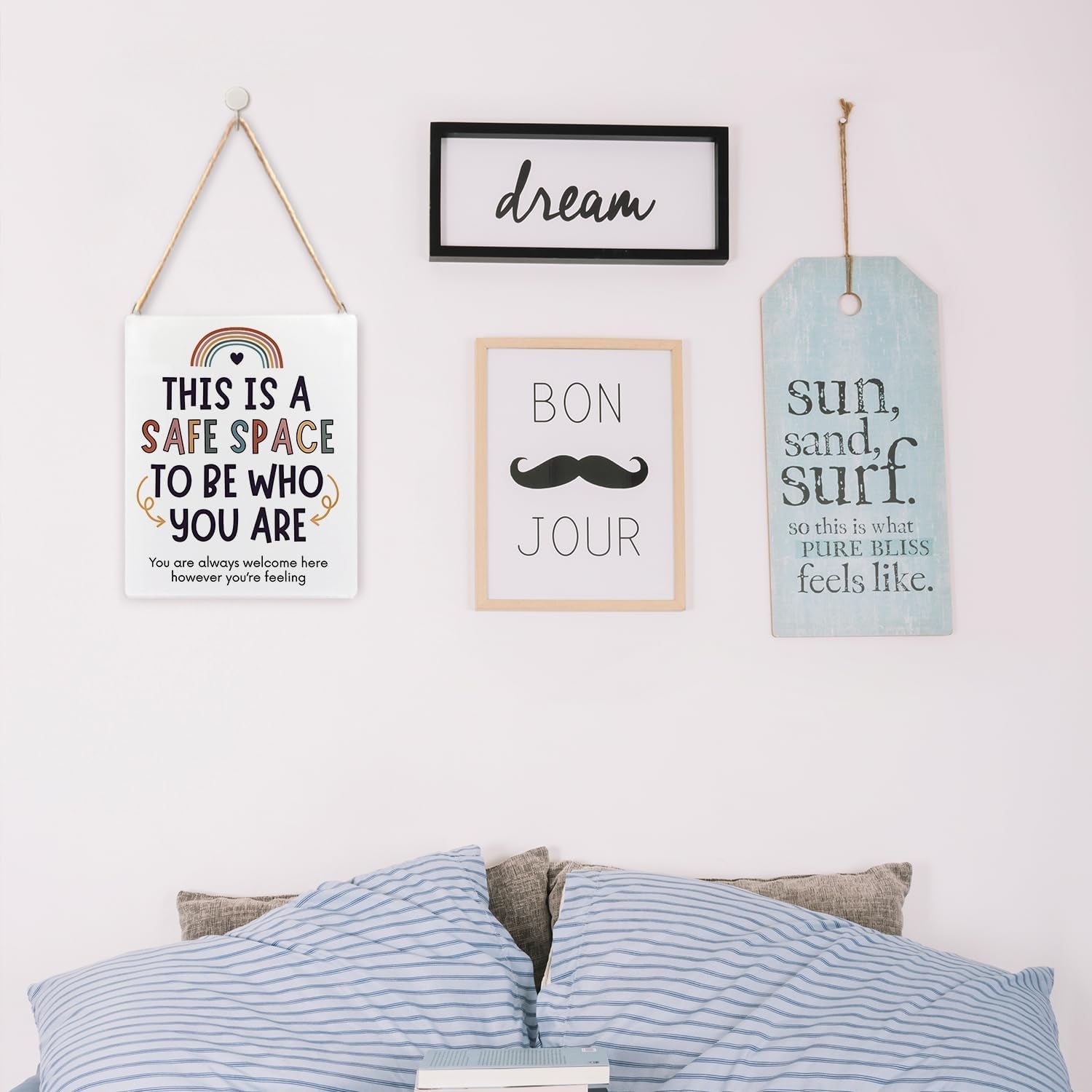 Mental Health Office Decor, Calming Corner Boho Rainbow Safe Space Decor, Mental Health Office Wall Art, This Is a Safe Space to Be Who You Are Wooden Sign, 8X10 Inches