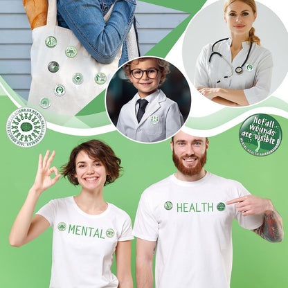 150 Pieces Mental Health Awareness Mini Buttons Novelty Mental Health Gifts Mental Health Pins Bulk for Children Teens Adults Jewelry Mental Health Awareness Items Party Favors, 15 Styles