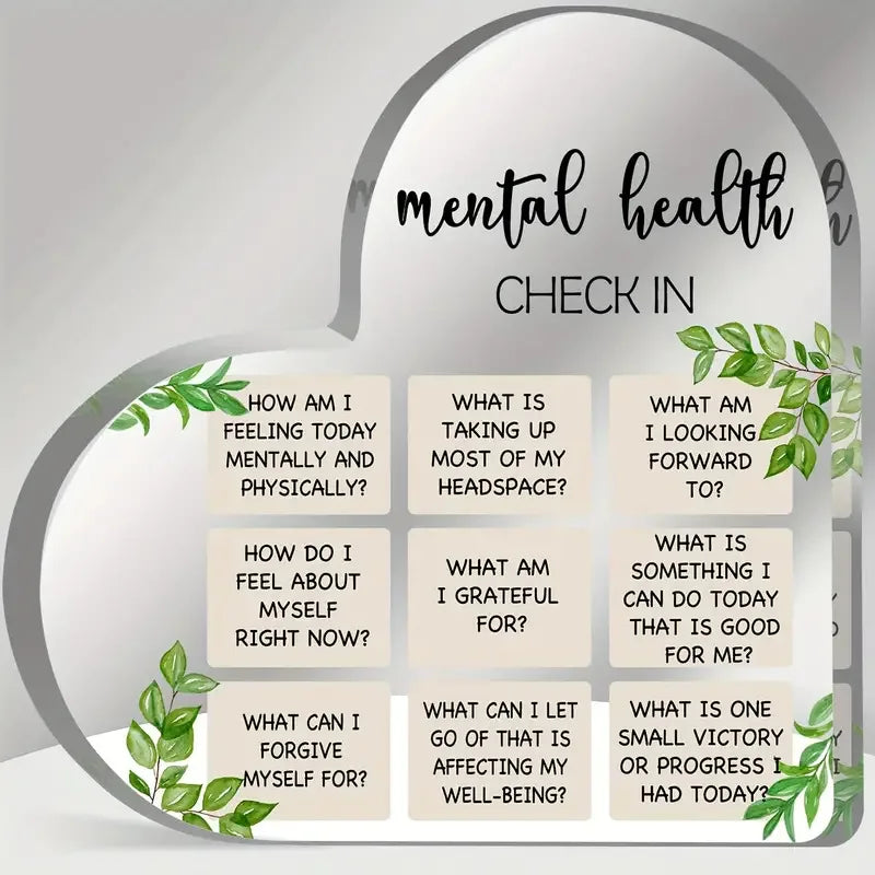 Mental Health Decor, Psychotherapy Affirmations Heart Acrylic Sign, Therapy & Counseling Office Decor, School Counselor Sign
