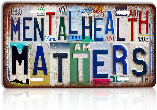 Vintage Mental Health Matters Wall Decor License Plate Metal Sign Tin Signs,12X6 Inch