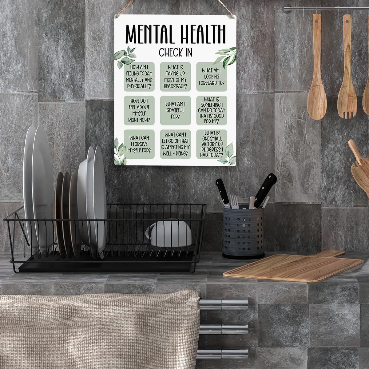 Mental Health Decor, Psychotherapy Sign Counselor Office Decor, Wall Art Wooden Hanging Plaque 10 X 8 Inch, for Office Bedroom Living Room Home, Anxiety...
