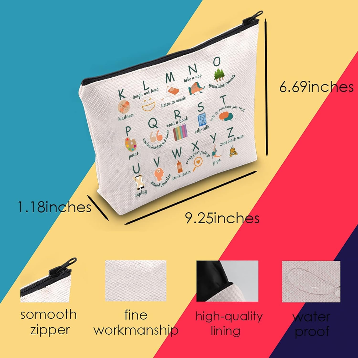 Coping Skills Alphabet Tote Bag Counselor Handbag Mental Health Awareness Bag Therapist Bag
