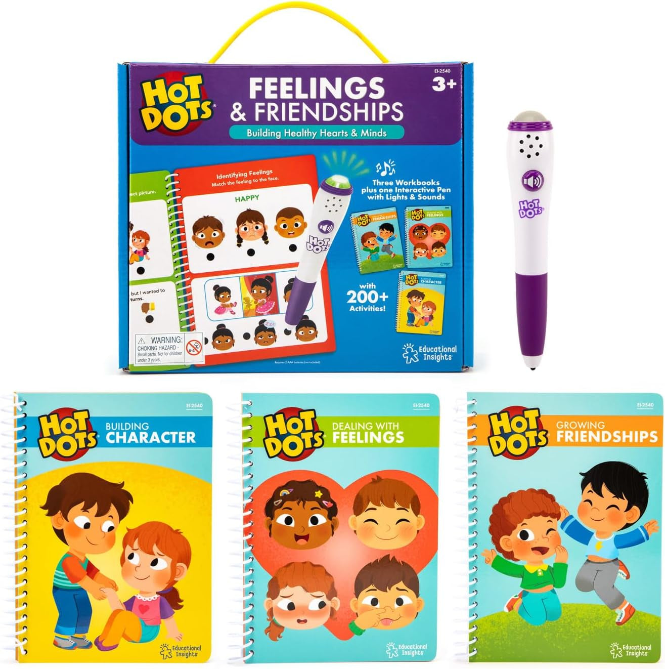 Hot Dots Feelings & Friendships Social Emotional Learning Workbooks, Gift for Kids Ages 3+
