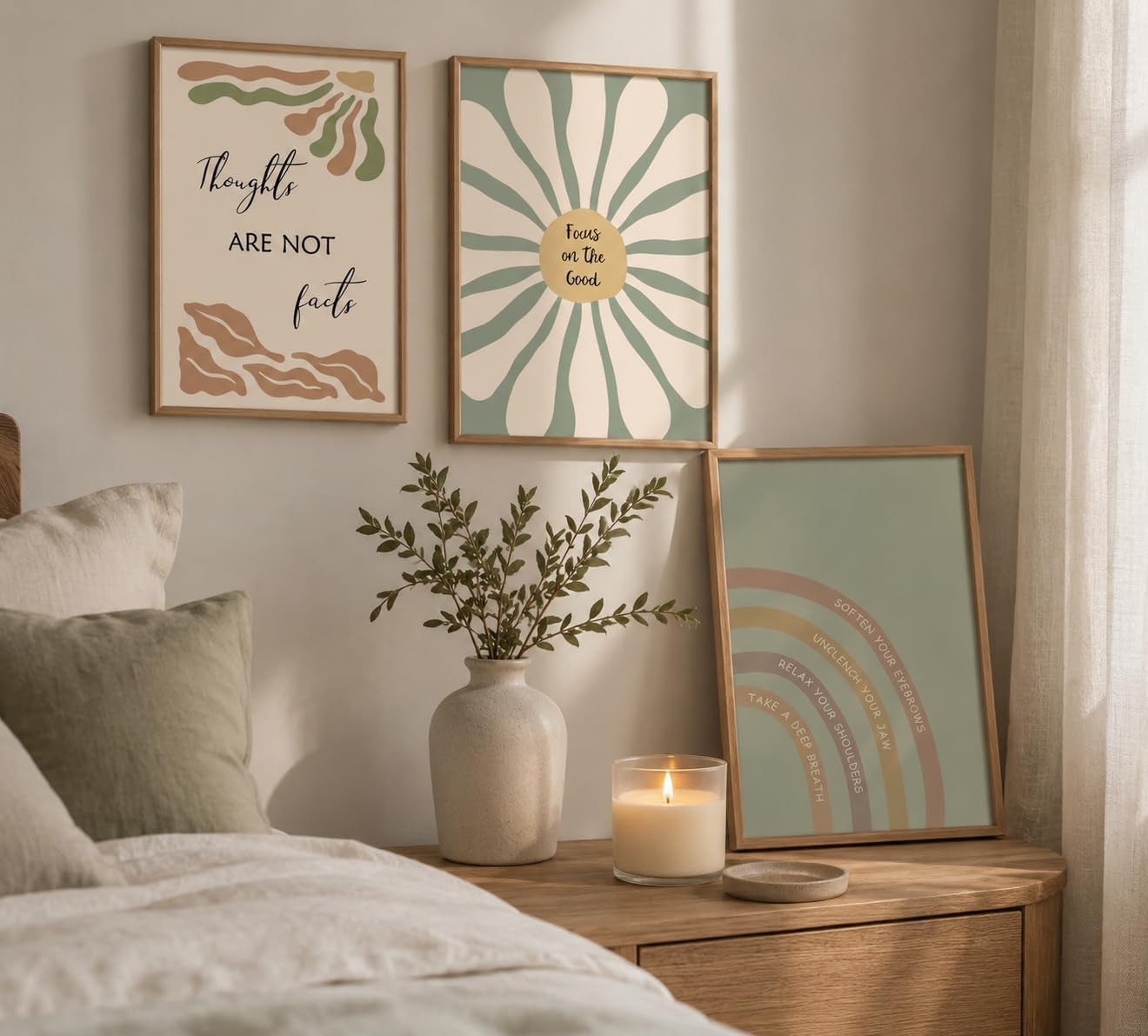 Set of 6 Mental Health Motivational Posters - Boho-Inspired Psychology Wall Art for Classroom, Office, and Home Décor - Inspirational Positive Quotes Canvas Prints (8x10 Inches, Unframed)