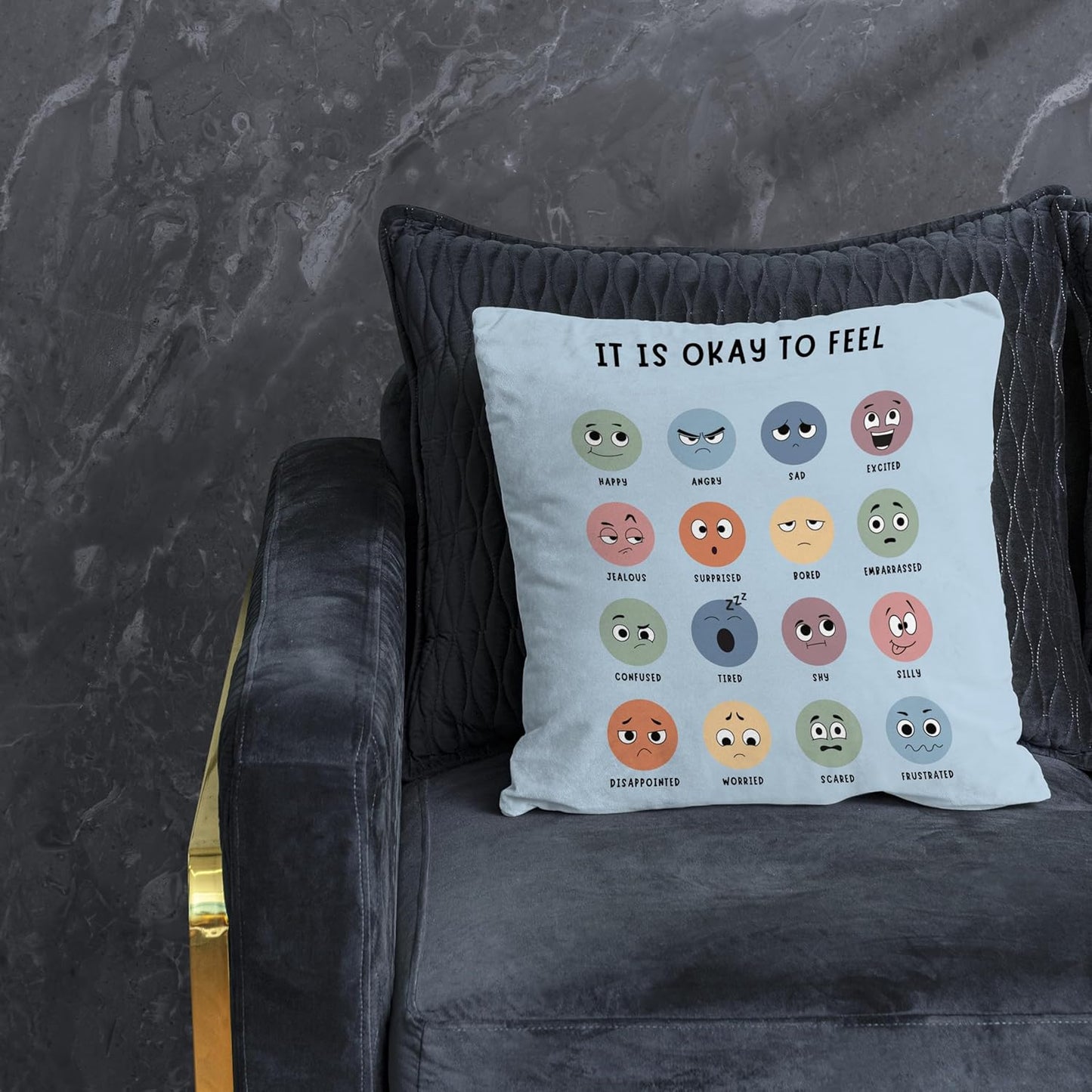 Counseling Office Must Haves Blue Pillow Cover, Calming Corner, Mental Health Pillowcase Decor for Home Kids,Mental Health Counselor Gifts, Calming Corner Pillow Covers 24X24