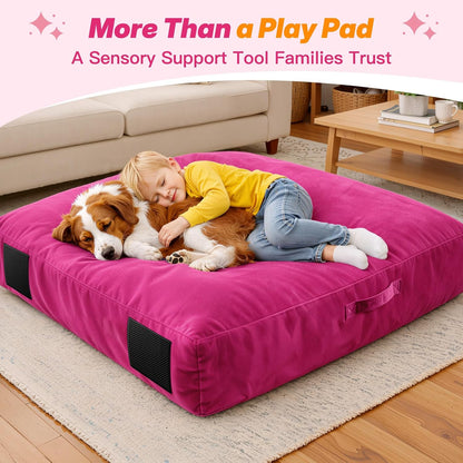 Crash Pad for Kids Sensory – 5'X 5'/ 4'X 4'/ 3'X 4' Autism Sensory Crash Pad & Crash Mat, Soft High Density Foam Landing Pad with Washable Velvet Cover & Handle for Indoor Play & Sensory Gym