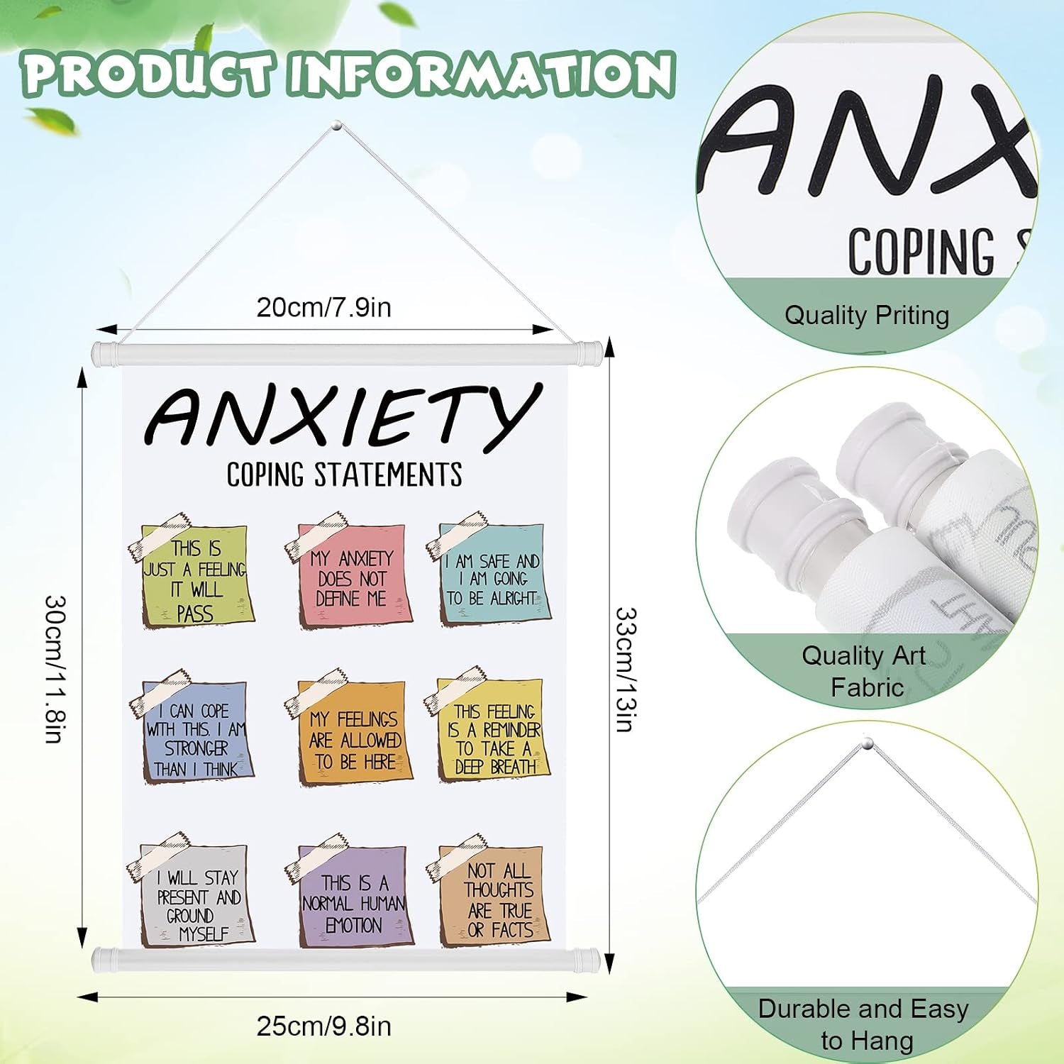 3 Pcs Mental Health Posters Things I Can Control Therapy Office Decor Calming Corner Posters Psychology Positive Feelings Emotions Hangings for Behavior Counseling Mental Health Gifts