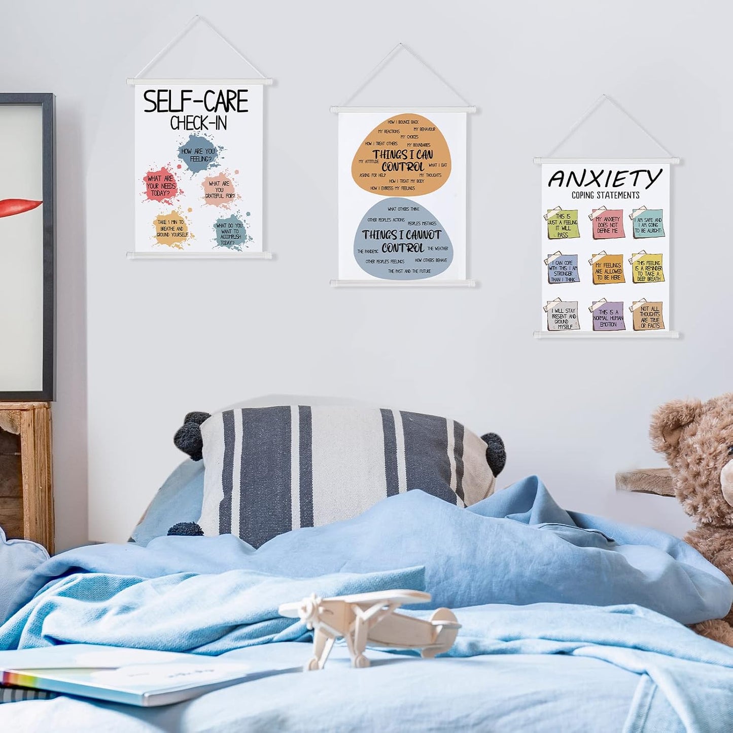 3 Pcs Mental Health Posters Things I Can Control Therapy Office Decor Calming Corner Posters Psychology Positive Feelings Emotions Hangings for Behavior Counseling Mental Health Gifts