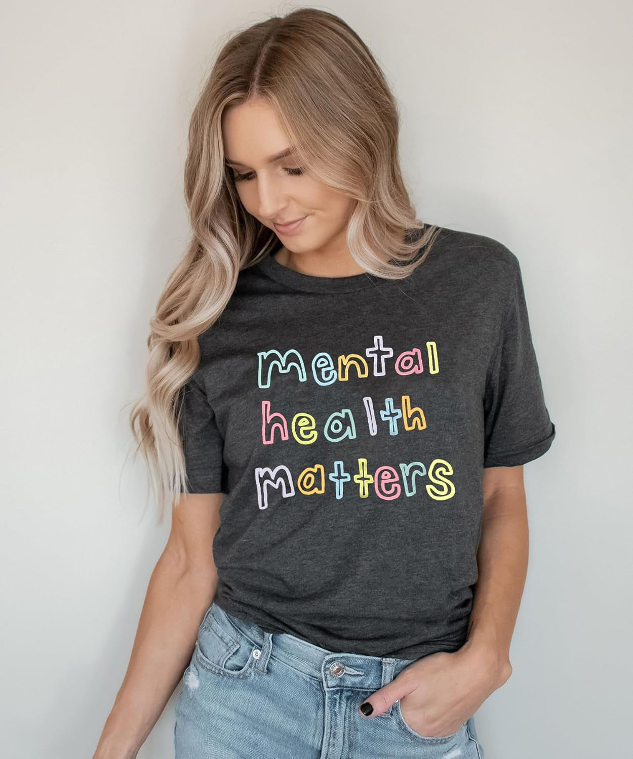 Women'S Mental Health Awareness Shirt Mental Health Matters Graphic Short Sleeve Tee Tops