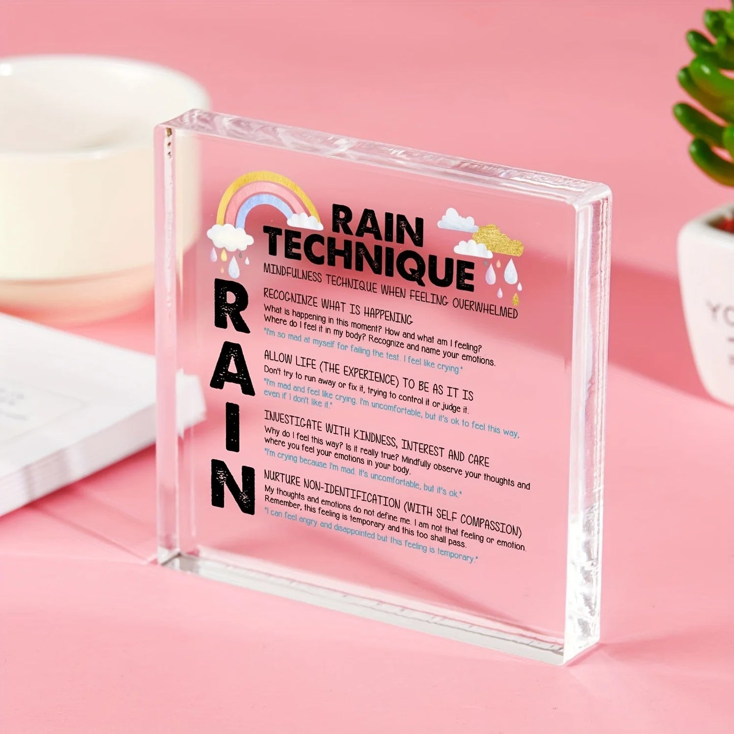 Rain Technique Teaching Sign - Gift for Teacher Therapist Parents Counselor - Decorations for Therapist Office