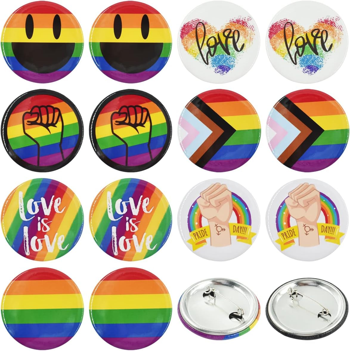 14Pcs LGBTQ Pride Pride Rainbow Brooch round Badge Button Pin 1.7 Inch/44Mm for Decorate Hat Shirt Clothing Bag Accessories 7 Different Patterns