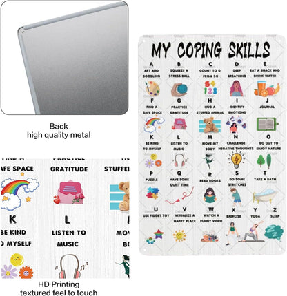 Coping Skills Decor Sign Coping Skills Alphabet School Psychologist Wall Decor Counselling Psychologist CBT Metal Tin Sign Mental Health Wall Art for Counseling Counselor Therapist 8X12 Inch