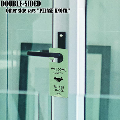 Meeting in Progress Office Sign, 2Pack Do Not Disturb/Please Knock Come in Sign, Double Sided - Ideal for Office, Home, Clinic, Hotel, Dorm, Online Class, School, Counselling