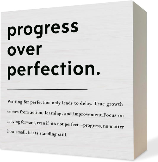 Mental Health Inspirational Quotes Wooden Box Sign,Motivational Desk Decor,Mental Health Wood Block Plaque Signs for Therapy Counselor Office Desk Table Shelf Decor, 5X5 Inch