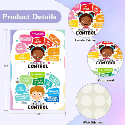 Things I Can Control-Things I Cannot Control Mental Health Posters for Boho Classroom Decor Home Mental Health Educational Posters for Boys Girls Teachers Elementary Back to School Supplies