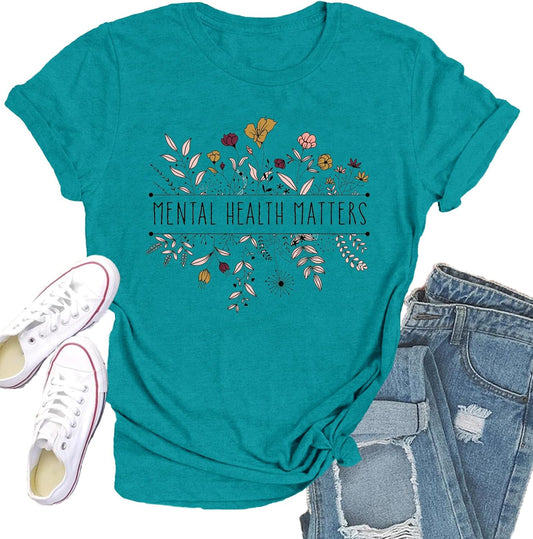 Mental Health Matters Shirt for Women Be Kind Tshirts Therapist Tee Top