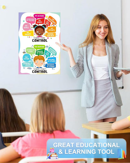 Things I Can Control-Things I Cannot Control Mental Health Posters for Boho Classroom Decor Home Mental Health Educational Posters for Boys Girls Teachers Elementary Back to School Supplies