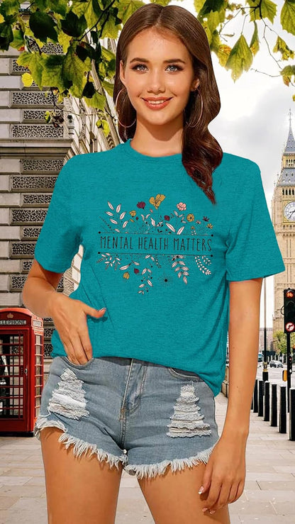 Mental Health Matters Shirt for Women Be Kind Tshirts Therapist Tee Top
